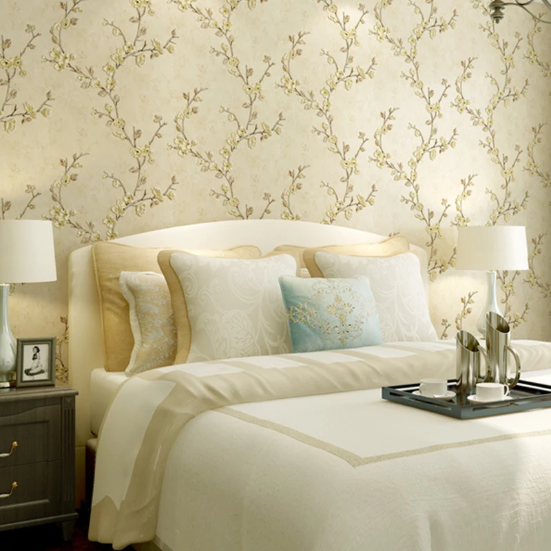 Роскошный узор стикер стены Фиолетовый Белый тисненый Дамаск обои спальня фон