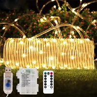 Festoon Led Light Decoration For Bedroom Garland Christmas Tube Rope Lights String Battery-Operated 5/10M New Year Decor
