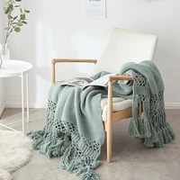 2022 blanket knitting bedspread tassel throw modern simple hollow out geometric air condition sofa bedding 120x180cm