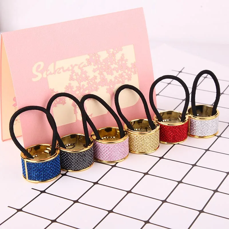 Модные эластичные резинки для волос Круглые розовое золото кольцо держатель