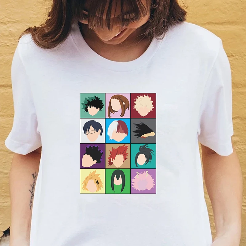 

Summer Clothes for Women Anime My Hero Academia Tees 100%Cotton Tops Cartoon Katsuki Bakugou Harajuku Unisex Clothes Male Female