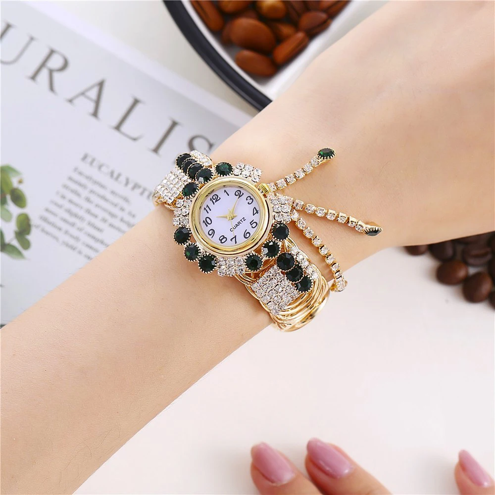 Золотые ювелирные изделия дамы наручные часы для женщин браслет стразы