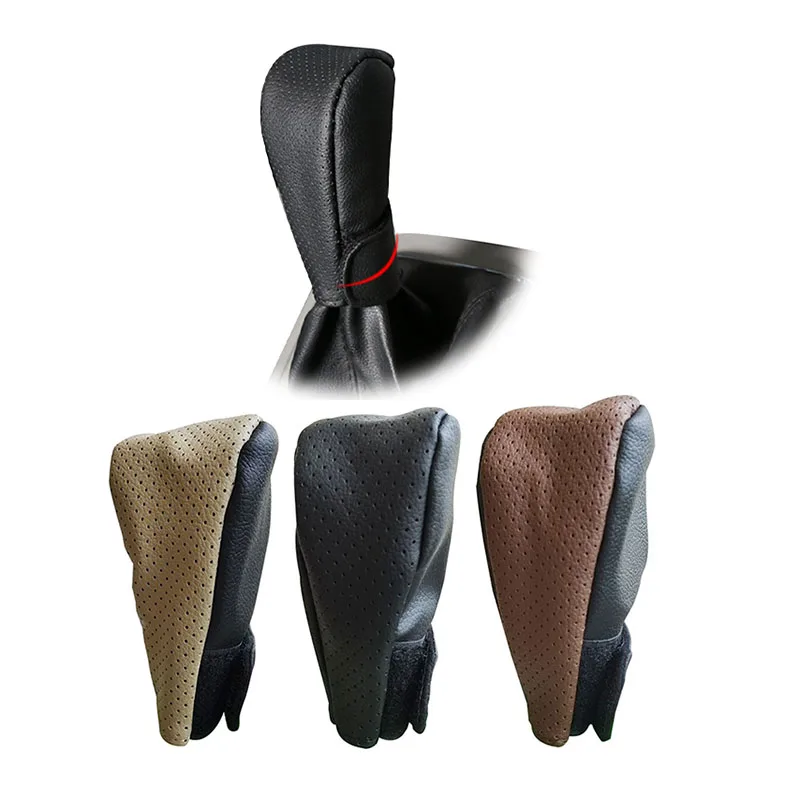 1 Pcs Car Gear Cover Gear Handle Gloves Leather Case Self-adhesive Car Decoration Modified Auto Parts Comfortable Driving Grip