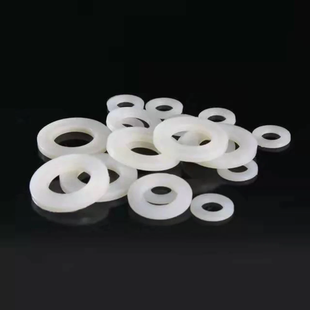

50/100Pcs Nylon Gasket Screw Round Insulated Sealing White O-Ring Plastic Rubber Flat Washer M2 M2.5 M3 M4 M5 M6 M8 M10