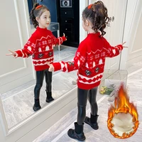 girls sweater babys coat outwear 2021 vintage plus velvet thicken warm winter autumn knitting christmas gift childrens clothin