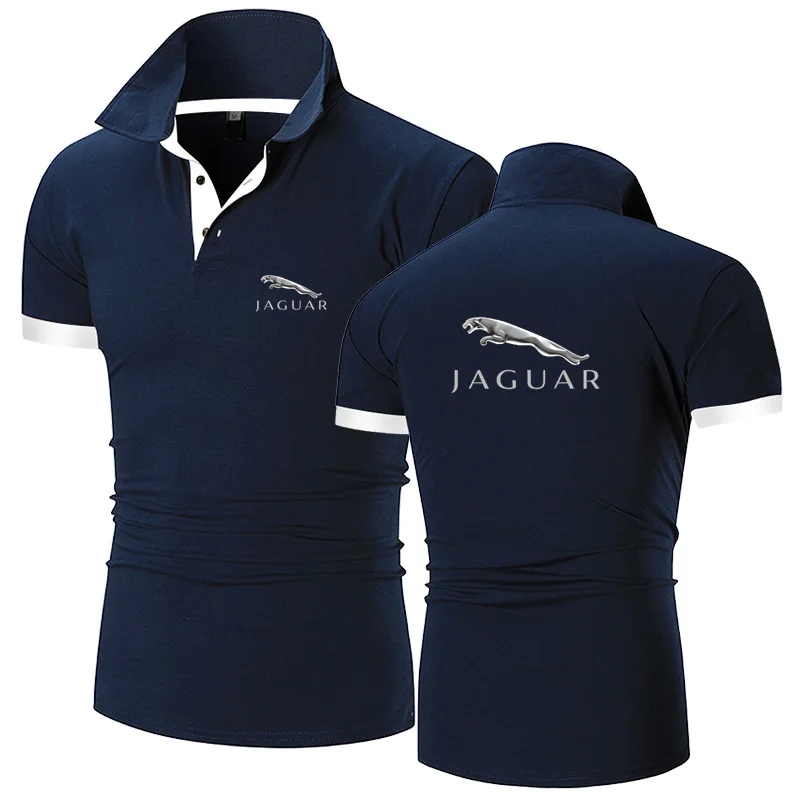 

2021 Jaguar Logo Printing Summer New Men's Polo Shirt Business Casual Sports Shirt Short-Sleeved Lapel Football Running Shirt