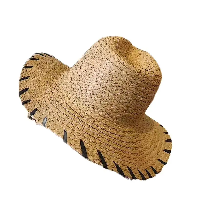 Шляпа от солнца из рафии для женщин и мужчин модная пляжная Соломенная Панама с