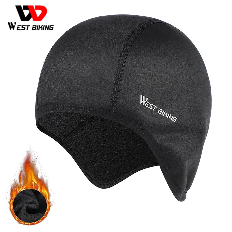 

WEST BIKING Winter Thermal Fleece Cycling Cap Double Layer Skiing Running Riding Bike Head Hat Unisex Warmer Headwear