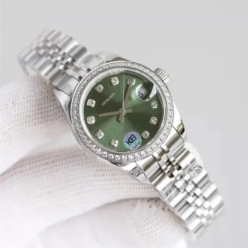 

31mm Casual Ladies Automatic Mechanical Watch Sapphire Glass Green Dial 316L Stainless Steel Strap Date Waterproof Watch AAA
