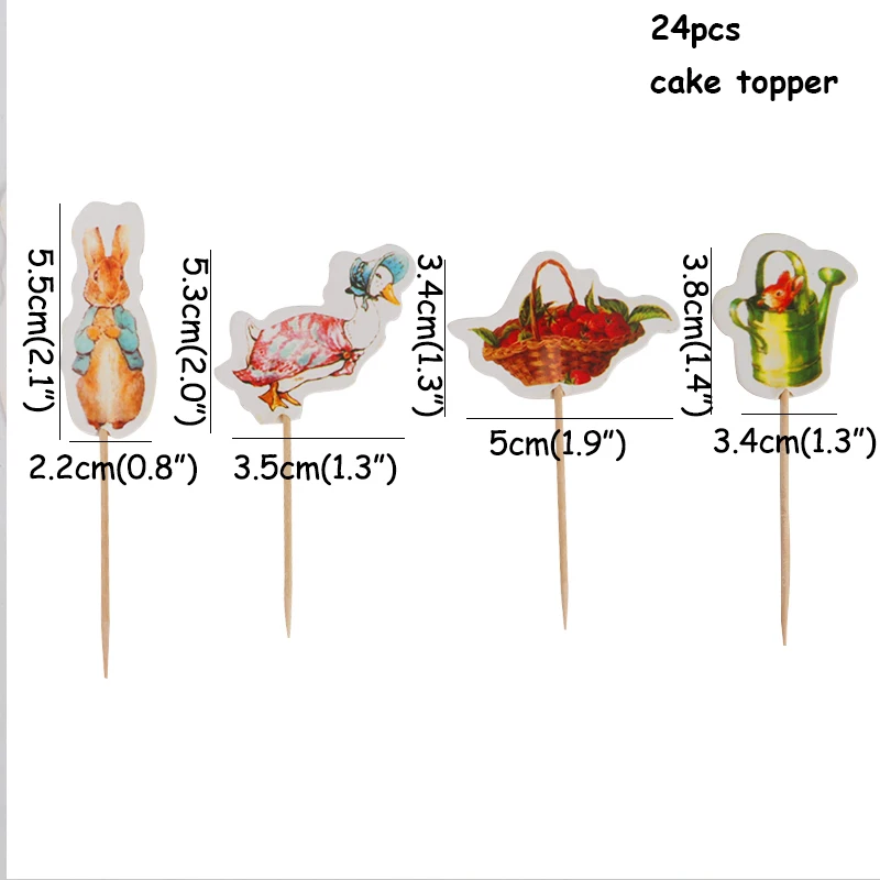24pcs cake topper Наволочка на подушку с пасхальным Кроликом, яйцами, пасхальными, шоколадными яйцами, курицей, пасхальными украшениями для дома, вечерние украшения, подарок - Цвет: 24pcs cake topper