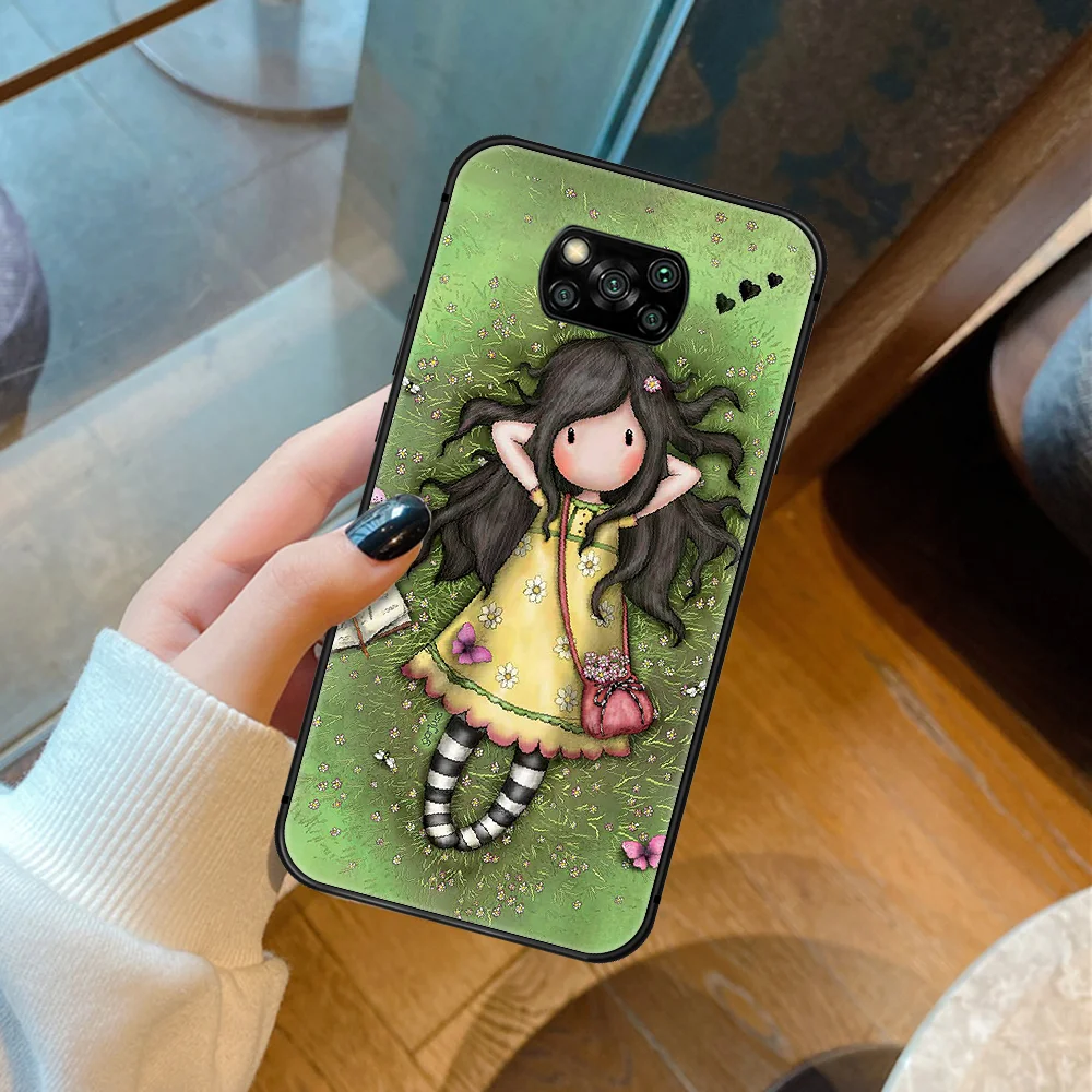 

Cute Santoro Cartoon Gorjuss Girl Phone Case For Xiaomi Mi 8 9 Note 10 A2 A3 9T 10T 11 Poco x3 Lite Pro Ultra black Funda Pretty