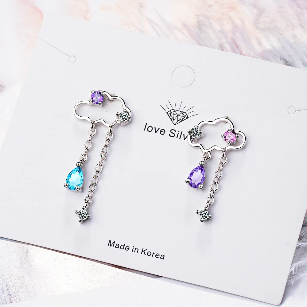 

Корейские темпераментные асимметричные серьги-гвоздики с кисточками и облаками, ювелирные изделия, изысканные Эффектные серьги в форме ка...