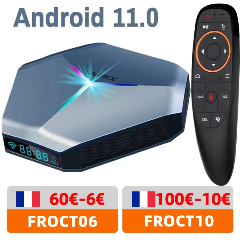 ТВ-приставка A95X F4 Android 11 RGB светильник Amlogic S905X4 двойной Wifi 3D ARM Mali-G31 быстрый набор ТВ BT H.265 8K Youtube телеприставка - изображение