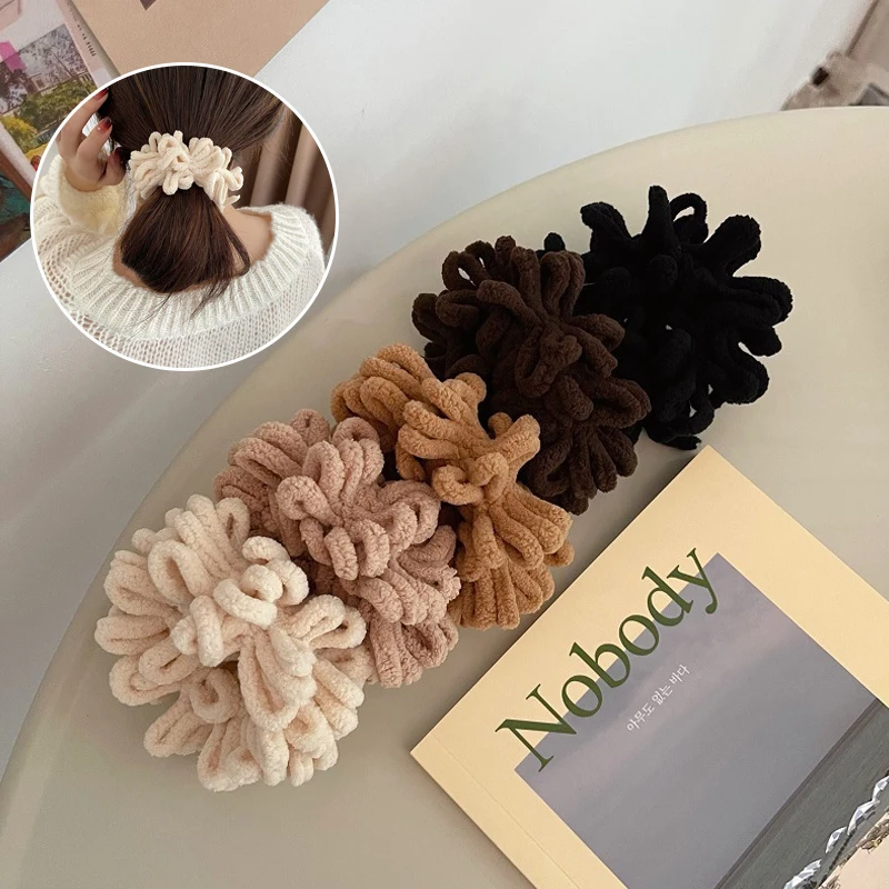 

1pc New Korea Soft Plush Scrunchie Elastic Hair Bands Solid Color Fashion Rubber Band Ponytail Holder Hair Ties Hair Accessoires