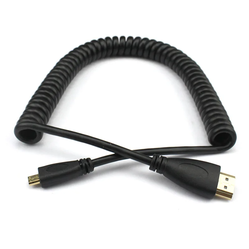 Высокоскоростной кабель Micro HDMI для с пружинным эластичным штекером мужчин и