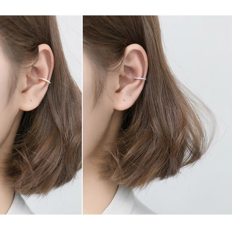 Женские серьги-Клипсы из стерлингового серебра 925 пробы без пирсинга с фианитом