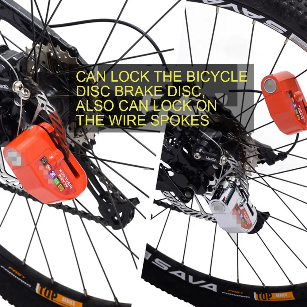 

Bicycle Lock Alarm Disc Brake Lock 110dB Loud Anti Theft Alarm Waterproof for Bikes Motorcycles Scooter with Reminder