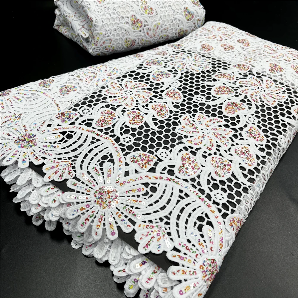 

2022 вышивка блестками африканская Высококачественная сетка швейцарская французская вуаль из гипюра для платья 5 ярдов/лот YL1225A