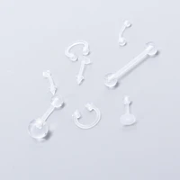 8pcslot wholesale transparent tongue ring earring uv soft rod lip nail nose belly button navel body piercing jewelry gift