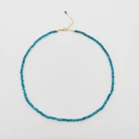 faceted apatite necklace blue gemstones natural stones beaded 14k gf collier femme women boho necklace statement jewelry