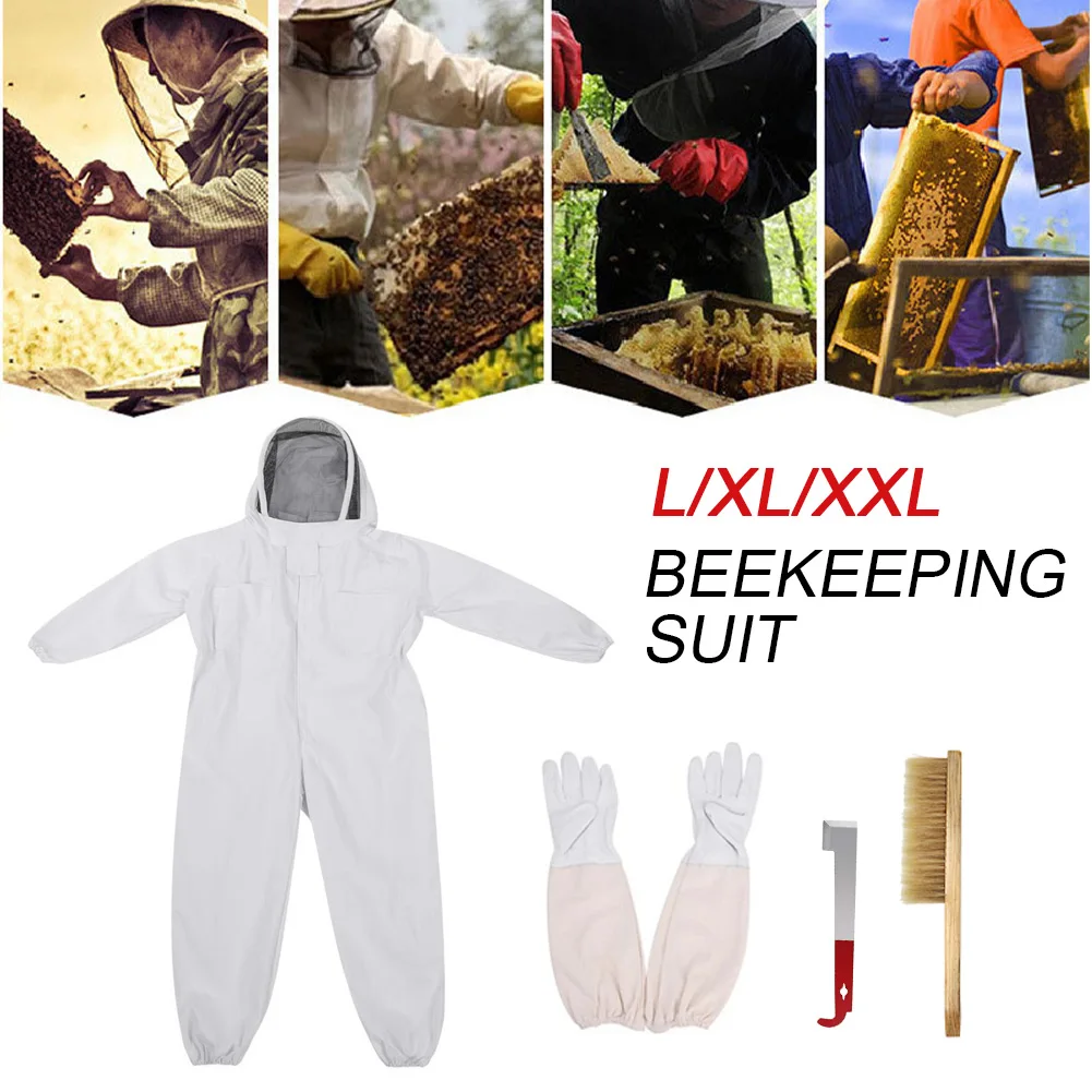 

Durable Apiarist Beekeeping Suit With Gloves Hive Tool Professional Protective Ventilated Veil Hood Garden Beginner Practical