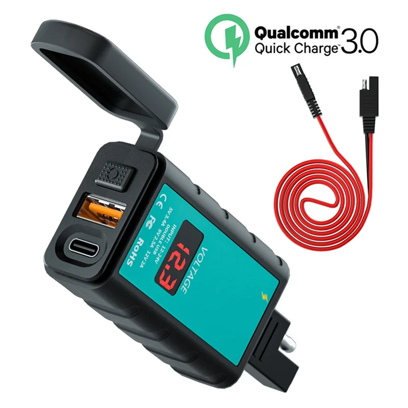 Мотоцикл USB Type-C Quick Charge 3 0 Автомобильное зарядное устройство разъем