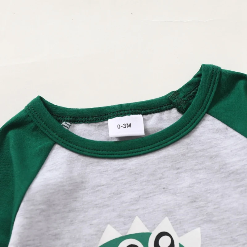 

Infant Brothers Costume Cartoon Dinosaur Print Boys Long Sleeved Stitching Tops Baby Short Sleeved Romper