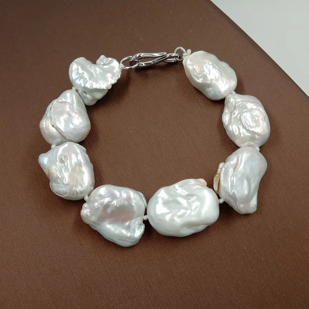 100% натуральный браслет хорошее качество большой жемчужный в стиле