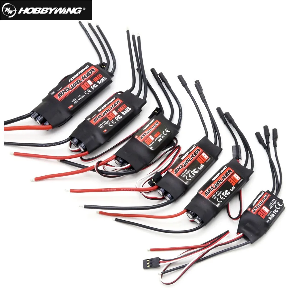 Оригинальный Бесщеточный Регулятор Скорости Hobbywing SKYWALKER серии 2 6S 12A 20A 40A 50A 60A ESC с