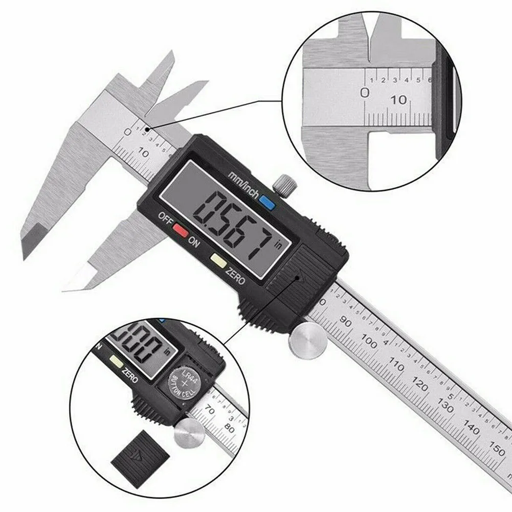 

6 Inch Digital Vierier Caliper 150mm Stainless Steel Micrometer Electronic Tool Digital Vernier Caliper