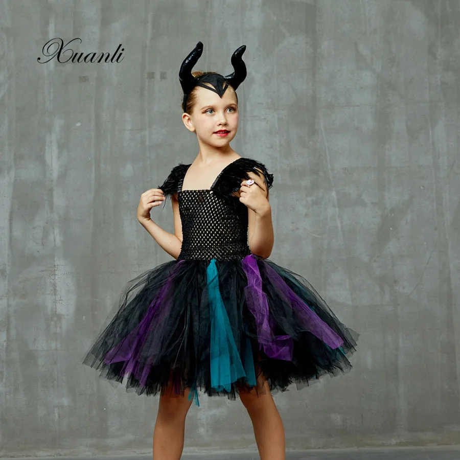 Girls Tutu Dress dancing party Maleficent Evil Queen Kids Christmas Halloween For Costume girl clothes | Детская одежда и обувь