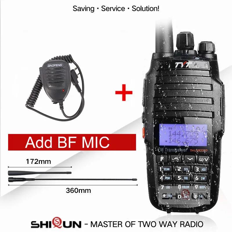 Add BF MIC TYT TH-UV8000D портативная рация 10 км двухдиапазонный VHF UHF 10 Вт Радио Comunicador 10 км 3600 мАч функция перекрестного ретранслятора радиоприемник TYT - Цвет: Add BF MIC