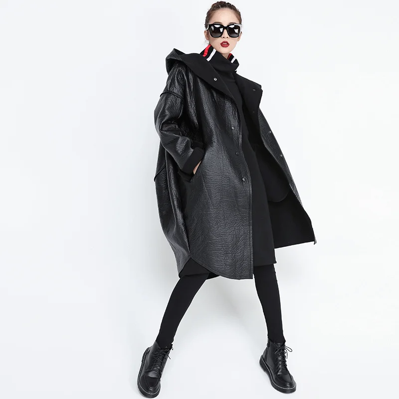 Осенне зимнее женское пальто из искусственной кожи Необычные бархатные кожаные