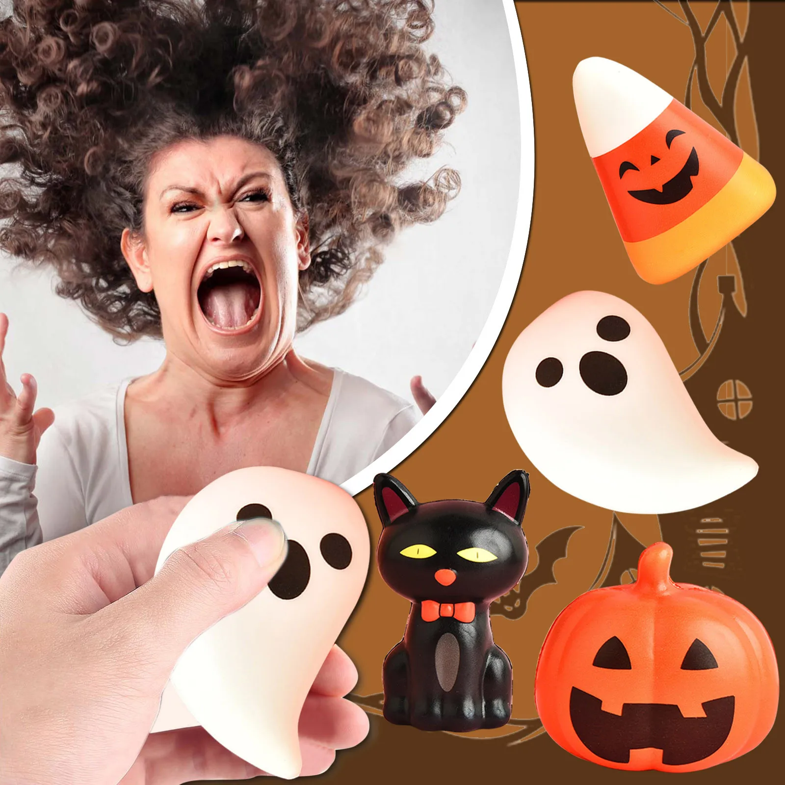 

4PCS Halloween Theme Pumpkin Ghost Fidget Toys Autism Adult Stress Relief Squeeze Relax Squeeze Squishy Children Game Toy