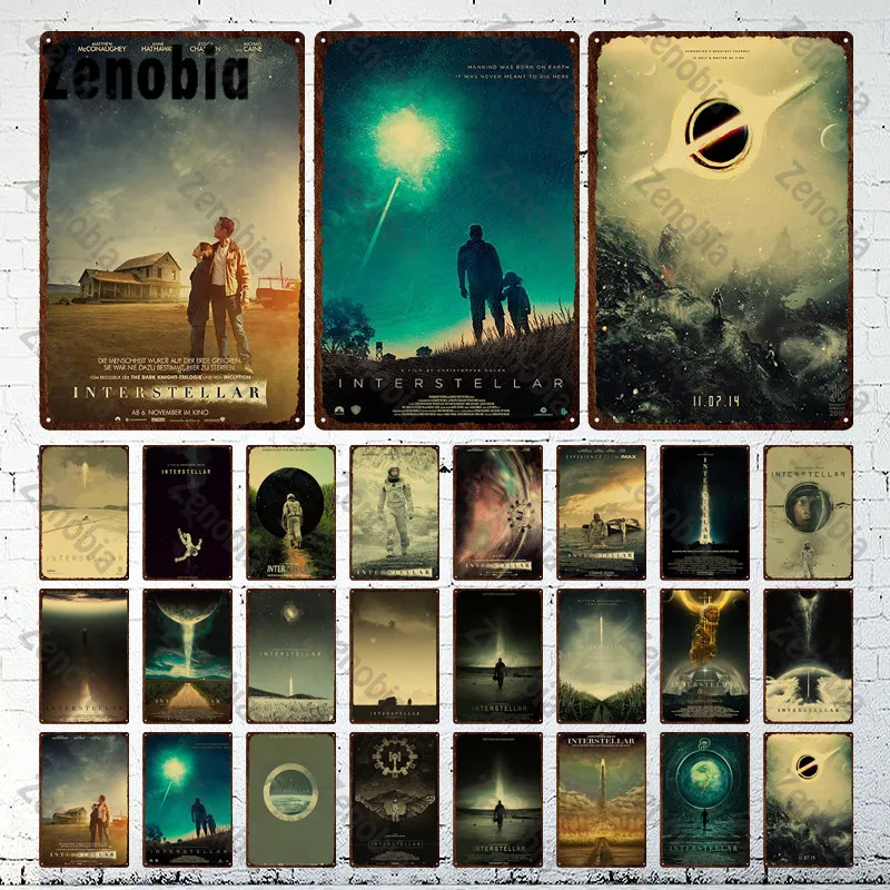 

Movie Metal Sign Interstellar Classic Metal Poster Tin Sign Vintage Plaque Wall Art Stickers Astronaut Decorative Tin Plates