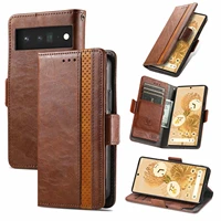 folio wallet case for google pixel 6 retro premium pu leather card slot magnetic lip soft tpu back phone case cover pixel 6 pro