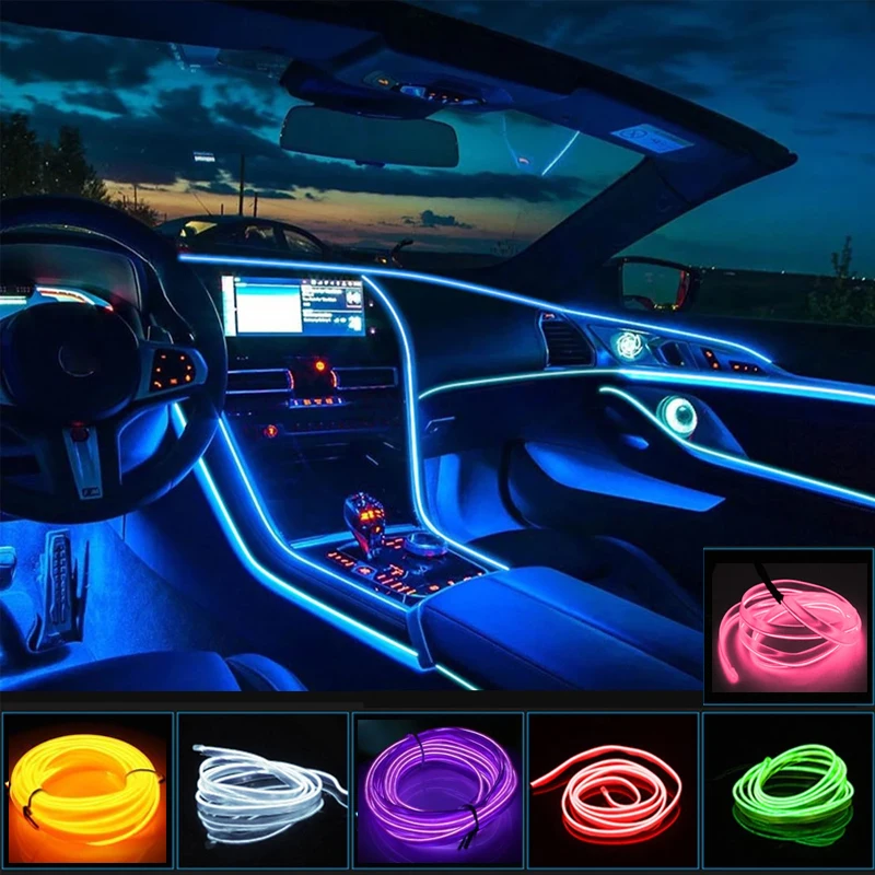 

DIY EL Wire DIY Flexible Neon Light Glow Cable LED String Lamp for Party Bar Dance Car Cable Clothing Room Decoration Neon Sign