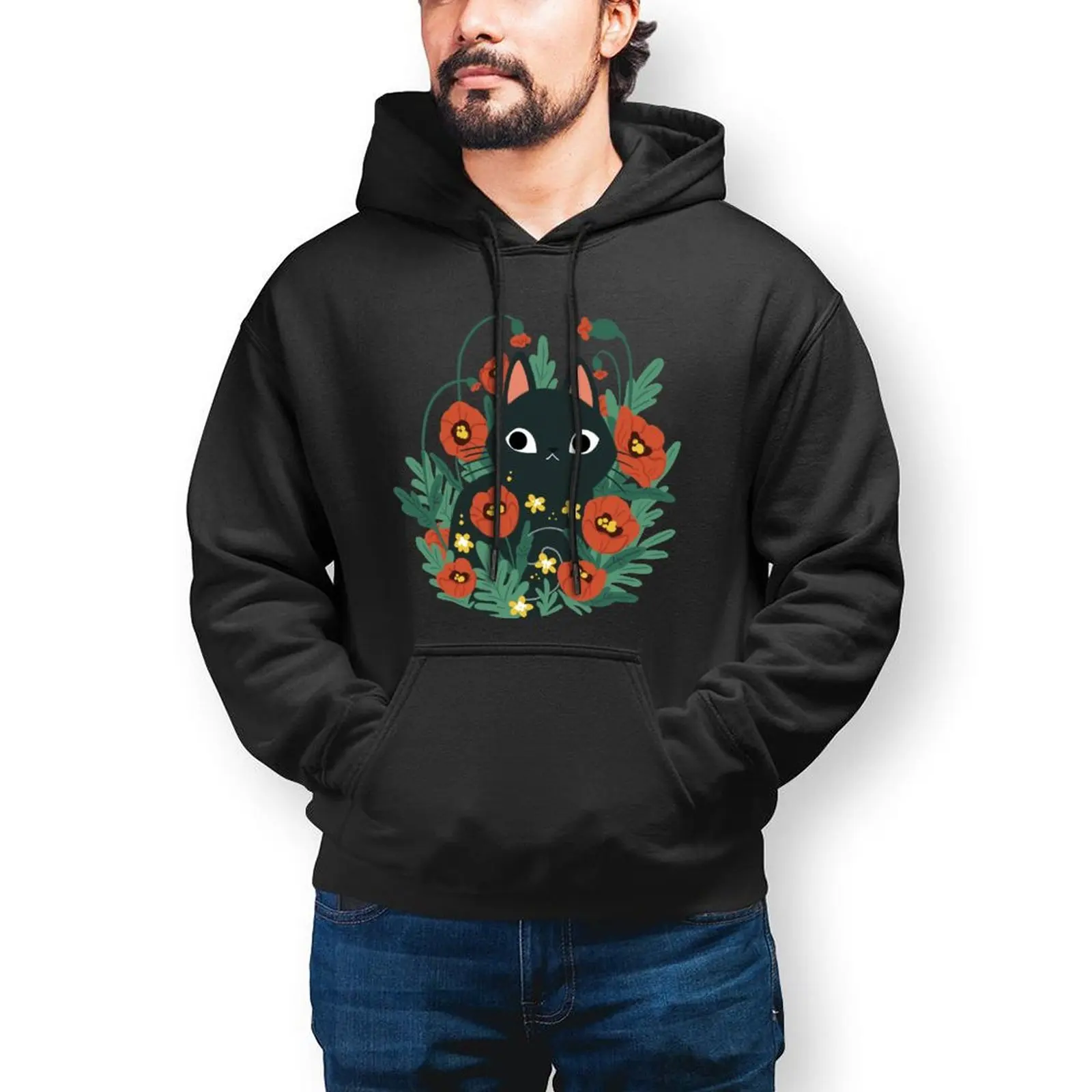 

Толстовка с котом, хлопковые осенние толстовки, стильный длинный уличный пуловер, мужская Толстовка Оверсайз