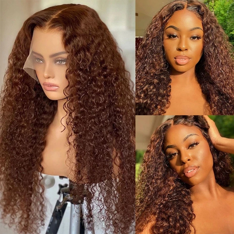 

Brazilian Colored Brown Curly Lace Front Wig 13x4 Lace Front Human Hair Wigs For Women Remy 360 Lace Front Wigs Preplucked