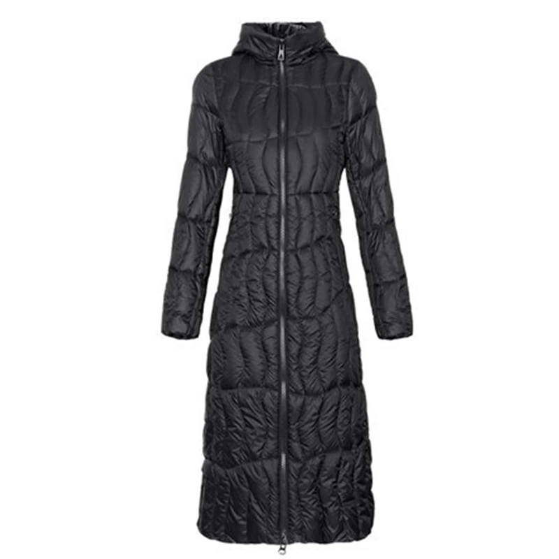 

Winter Women Long Down jacket 2020 New Hooded over the knee Fashion Casual Down Coat Straight white duck Outerwear Female W164
