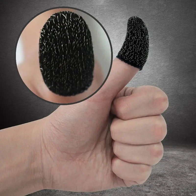 1 пара впитывающая пот трикотажная ткань пальчиковая крышка игры сенсорный экран