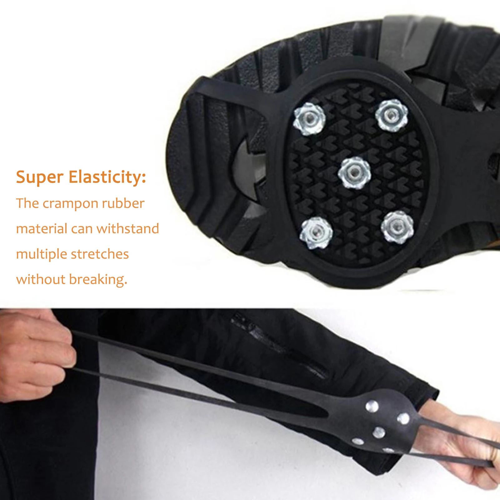 

1 Pair 5 Studs Anti-Skid Snow Ice Climbing Shoe Spikes Ice Grips Cleats Crampons Winter Climbing Anti Slip Shoes Cover