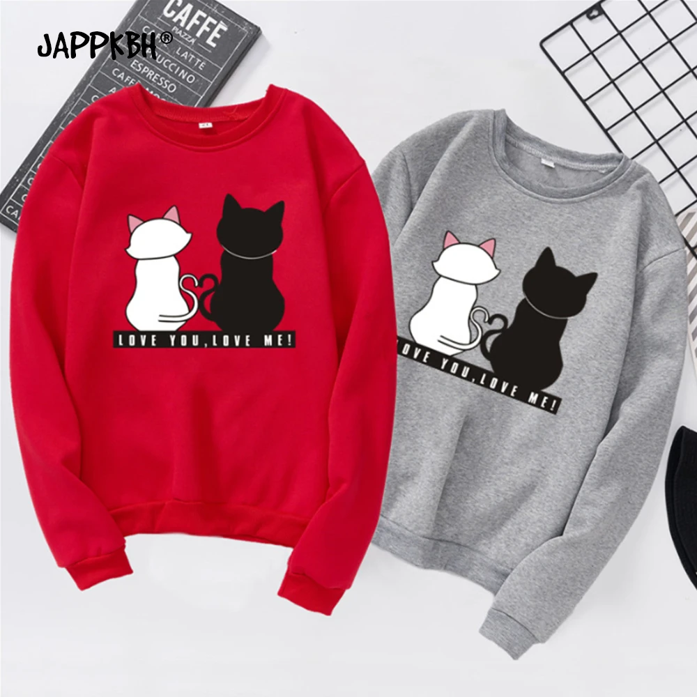 Весенние толстовки Женская Толстовка 2020 Повседневный пуловер с милым котом