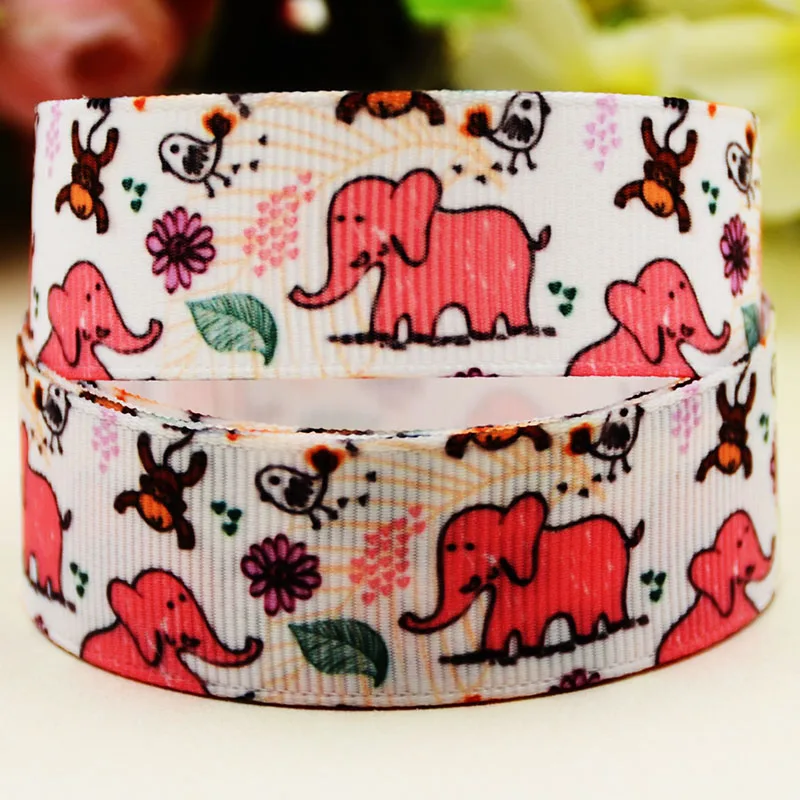

22 мм 25 мм, 38 мм, 75 мм слон С рисунком печатная корсажная лента вечерние свадебные украшения 10 ярдов X-04068