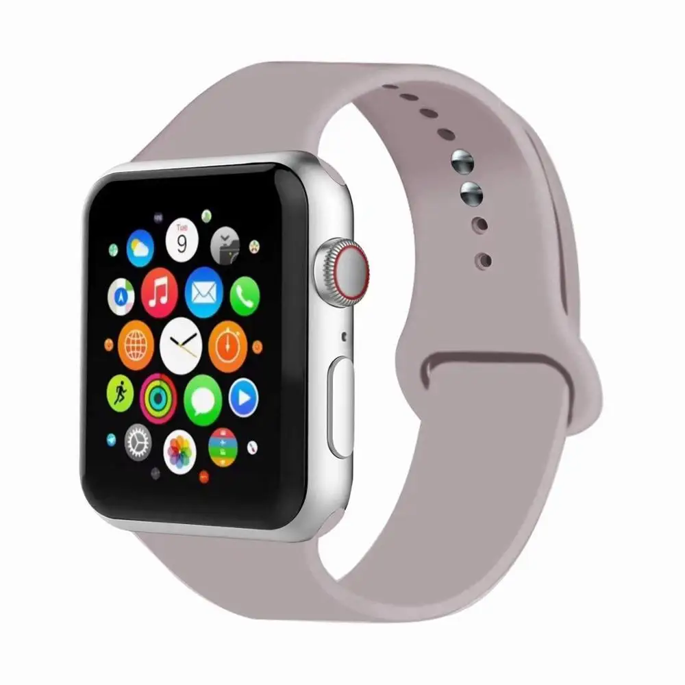 Lavender 32 Цвета мягкого силикона замена спортивный ремешок для Apple Watch группа 44 мм 40 мм Series4/3/2 /42 мм 1 38 мм наручные браслет ремень - Цвет ремешка: Lavender