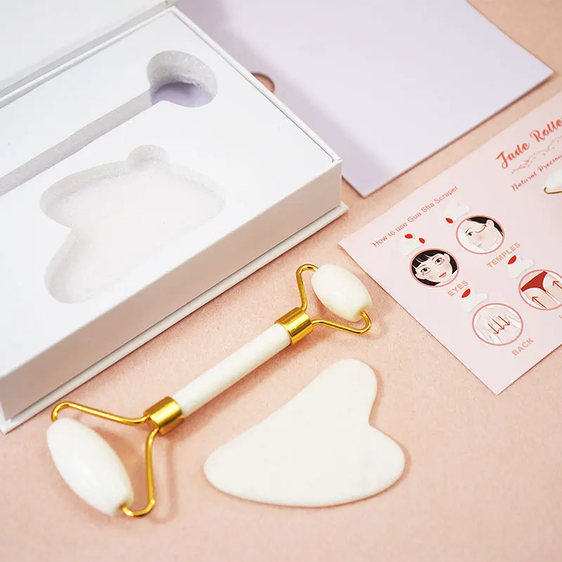 

2Pcs/set Face Spa Massager Neck Roller Gua Sha Scraper Board Face Lift Up Wrinkle Remover Face Roller Scraper Set