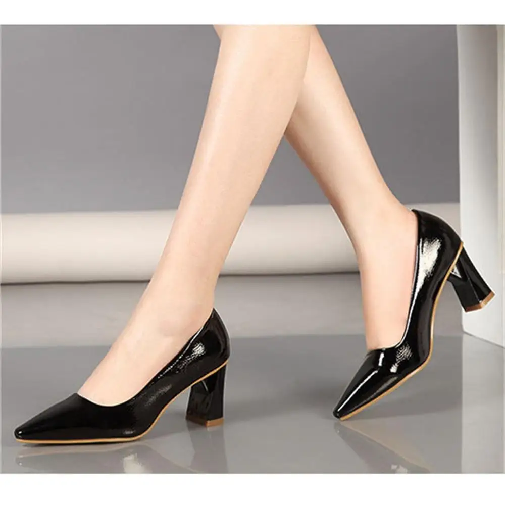 Сезон весна-осень женская обувь из лакированной кожи с ткань удобный толстый