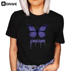 Женская футболка с принтом бабочки, в стиле панк, Ullzang