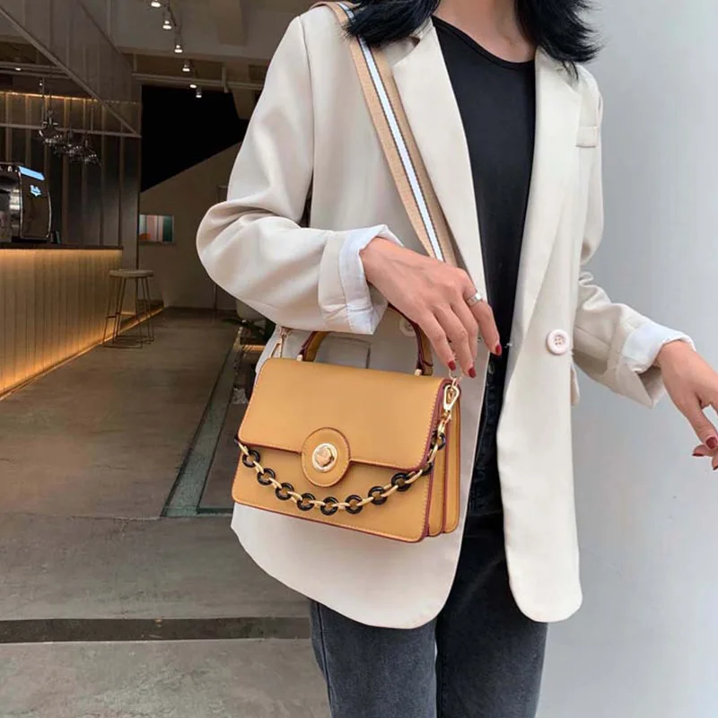 Кожаная маленькая сумка мессенджер с замком 2020 Роскошные винтажные сумки