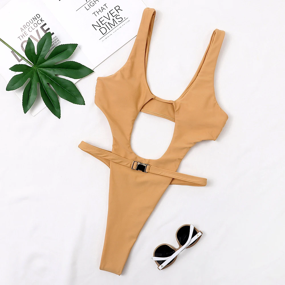 

2021 Sexy Swimwear Women One Piece Swimsuit Backless Monokini Swimsuit Solid High Waist Beach Bathing Suit Swim Maillot De Bain
